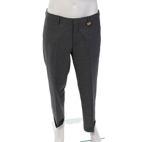 Prada Mens Zip Up Straight Leg Creased Dress Pants Gray Wool Size EUR 52 - Picture 1 of 6